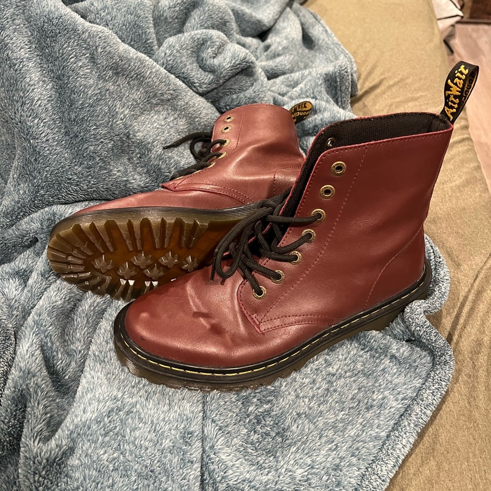 Dr. Martens Burgundy Leather Ankle Boots